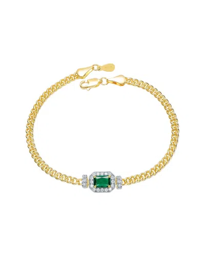 Rachel Glauber 14k Plated Cz Link Chain Bracelet In Gold