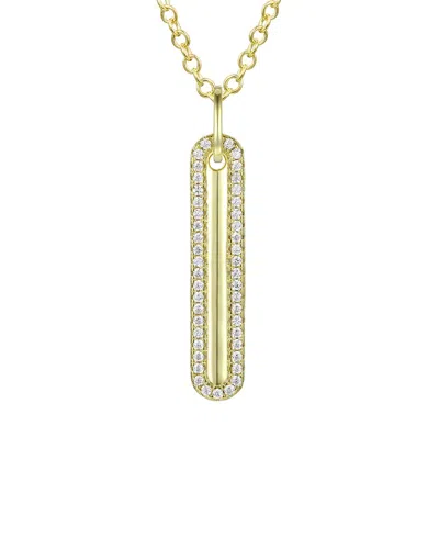 Rachel Glauber 14k Plated Cz Long Bar Pendant Necklace