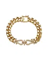 Rachel Glauber 14k Plated Cz Love Knot Miami Cuban & Curb Chain Bracelet