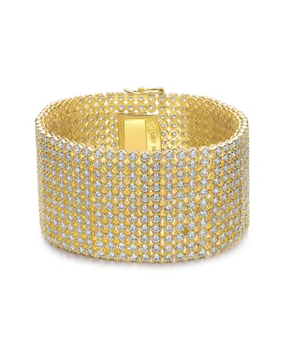 RACHEL GLAUBER RACHEL GLAUBER 14K PLATED CZ LUX MESH LINK BRACELET