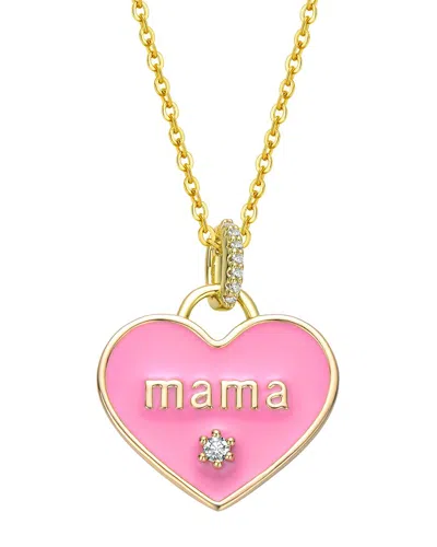 Rachel Glauber 14k Plated Cz Mama Pendant Necklace