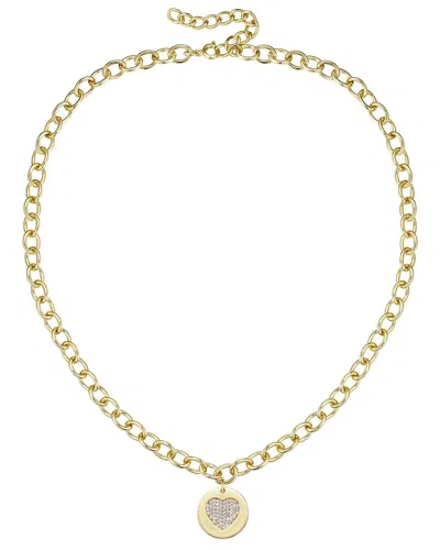 Rachel Glauber 14k Plated Cz Medallion Adjustable Necklace