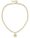 Rachel Glauber 14k Plated Cz Medallion Adjustable Necklace