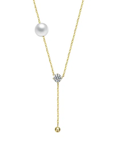 Rachel Glauber 14k Plated Cz Necklace In Neutral