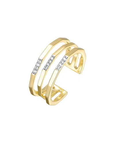 Rachel Glauber 14k Plated Cz Open Ring In Gold