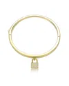 Rachel Glauber 14k Plated Cz Padlock Charm Stacking Bangle Bracelet