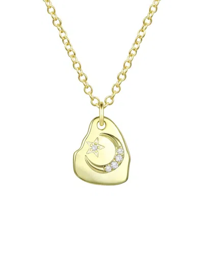 Rachel Glauber 14k Plated Cz Pendant Necklace