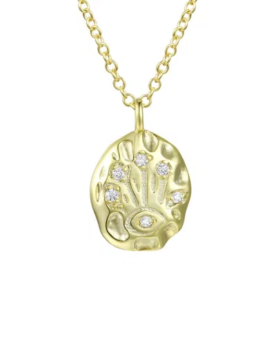 Rachel Glauber 14k Plated Cz Pendant Necklace In Gold