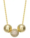 Rachel Glauber 14k Gold Plated With Clear Cubic Zirconia Bead Pendant Necklace