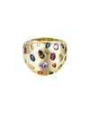 Rachel Glauber 14k Gold Plated With Rainbow Gemstone Cubic Zirconia Diamond Dome Ring