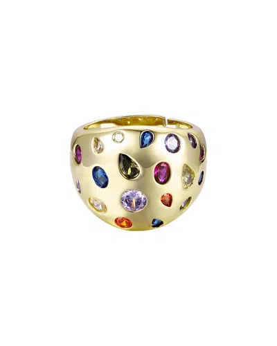 Rachel Glauber 14k Plated Cz Rainbow Dome Ring