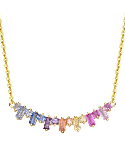 Rachel Glauber 14k Plated Cz Rainbow Necklace