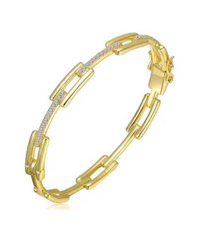 RACHEL GLAUBER RACHEL GLAUBER 14K PLATED CZ RECTANGULAR BRACELET