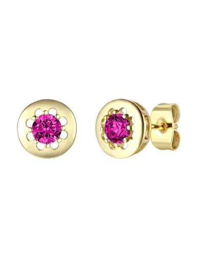 RACHEL GLAUBER RACHEL GLAUBER 14K PLATED CZ ROUND STUDS