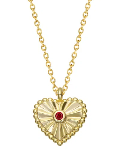 Rachel Glauber 14k Plated Cz Ruby Necklace In Burgundy