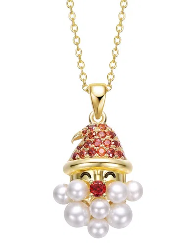 Rachel Glauber 14k Plated Cz Santa Necklace In Gold