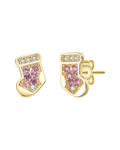 Rachel Glauber 14k Plated Cz Socks Earrings In Gold