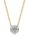 Rachel Glauber Two-tone With Clear Bezel Set Cubic Zirconia Stud Design Necklace In Gold