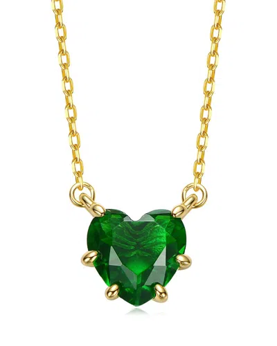 Rachel Glauber Heart-shaped Colored Cubic Zirconia Solitaire Necklace In Gold