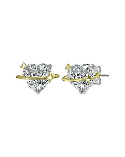 Rachel Glauber 14k Plated Cz Star Earrings In Burgundy