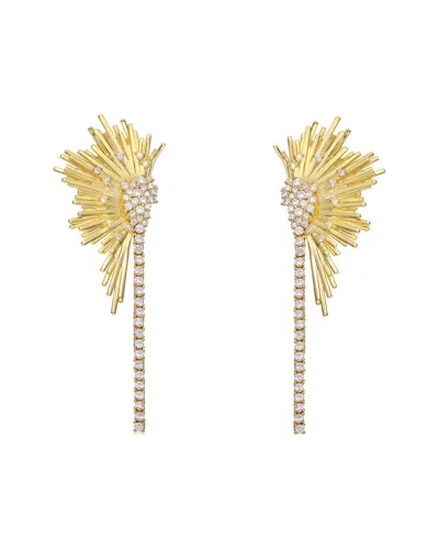 Rachel Glauber 14k Plated Cz Statement Earrings In Gold