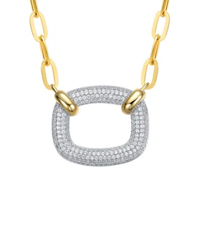 Rachel Glauber 14k Plated Cz Statement Necklace In Gold