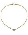 Rachel Glauber 14k Gold Plated With Clear Cubic Zirconia East-west Solitaire Necklace