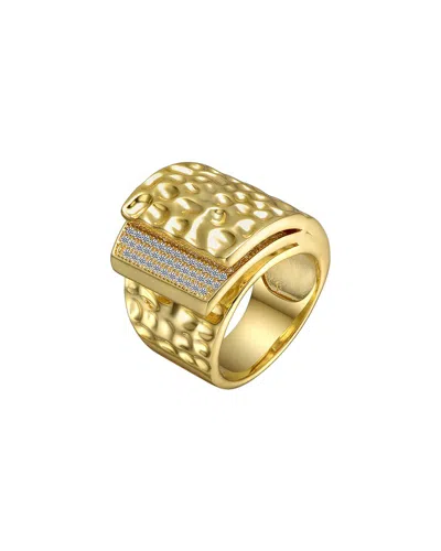 Rachel Glauber 14k Gold Plated With Clear Cubic Zirconia Hammered Coiled Wrap Ring