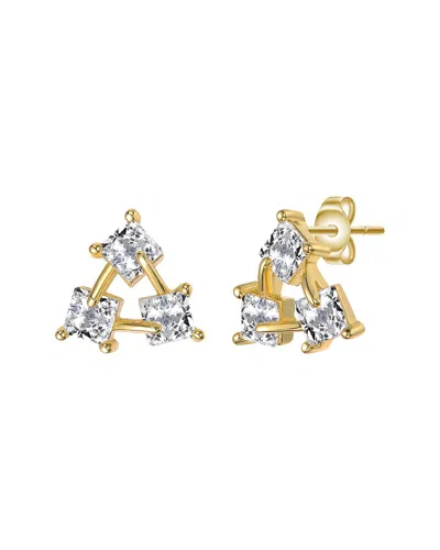 Rachel Glauber 14k Plated Cz Stone Earrings In Gold