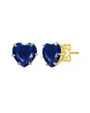 Rachel Glauber Heart-shaped Colored Cubic Zirconia Stud Earrings In Gold