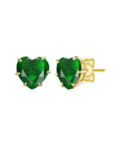 Rachel Glauber Heart-shaped Colored Cubic Zirconia Stud Earrings In Gold