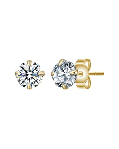 RACHEL GLAUBER RACHEL GLAUBER 14K PLATED CZ STUD EARRINGS