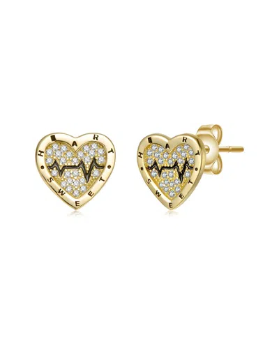 Rachel Glauber 14k Plated Cz Stud Earrings In Gold