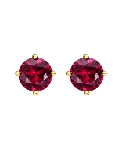 Rachel Glauber 14k Plated Cz Studs In Brown