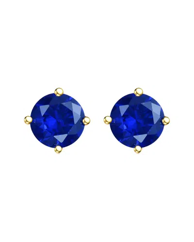 Rachel Glauber 14k Plated Cz Studs In Blue