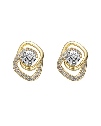 Rachel Glauber 14k Plated Cz Studs In Gold