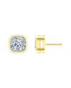 Rachel Glauber Square Cushion 14k Gold Plated Stud Earrings