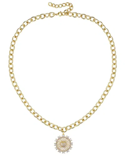 Rachel Glauber 14k Plated Cz Sunshine Flower Necklace