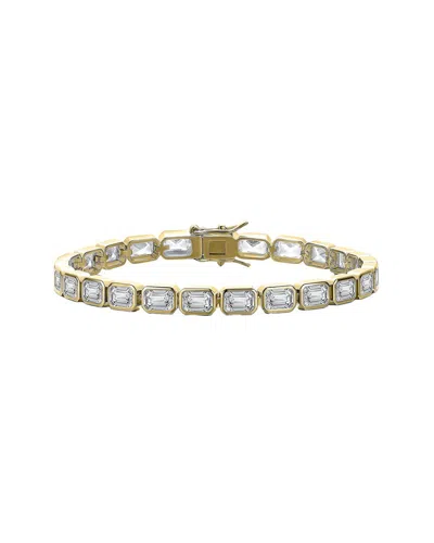 Rachel Glauber 14k Plated Cz Tennis Bracelet In Gold