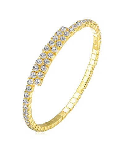 Rachel Glauber Colored Cubic Zirconia Bypass Tennis Bracelet In Gold
