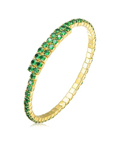 Rachel Glauber Colored Cubic Zirconia Bypass Tennis Bracelet In Green