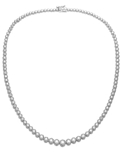 Rachel Glauber Plated Cz Graduated Tennis Necklace
