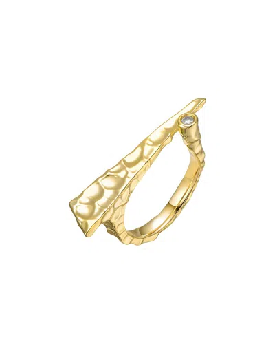 Rachel Glauber 14k Plated Cz Textured Ring In Gold