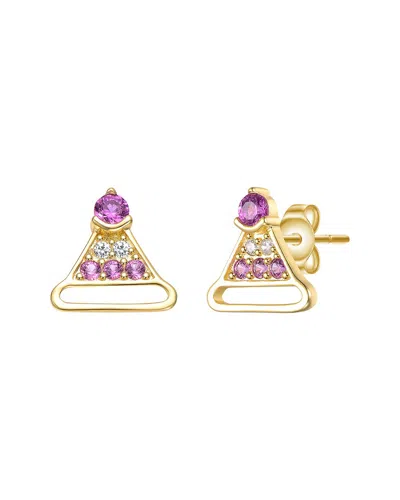 Rachel Glauber 14k Plated Cz Triangular Earrings In Gold