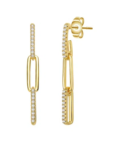 Rachel Glauber 14k Gold Plated With Cubic Zirconia Triple Oblong Oval Cable Chain Drop Earrings