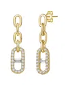 Rachel Glauber 14k Plated Cz Triple Chain Anchor Drop Earrings