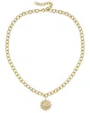 Rachel Glauber 14k Plated Cz Vintage Shield Sunshine Necklace
