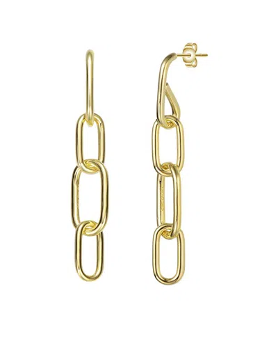 Rachel Glauber 14k Gold Plated Chain Drop Earrings In Gold-tone