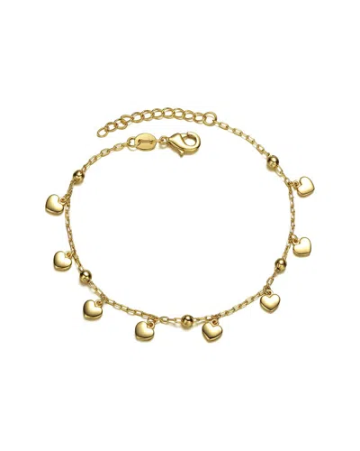 Rachel Glauber 14k Plated Heart Bracelet In Gold-tone