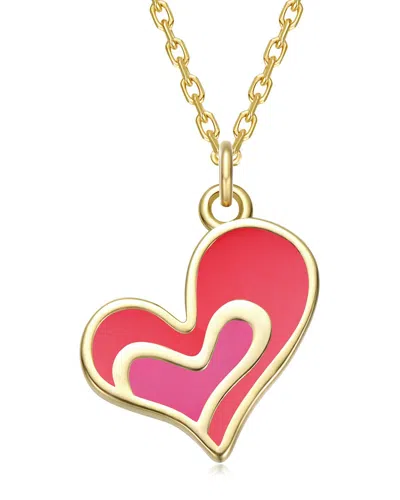Rachel Glauber 14k Plated Heart Pendant In Gold